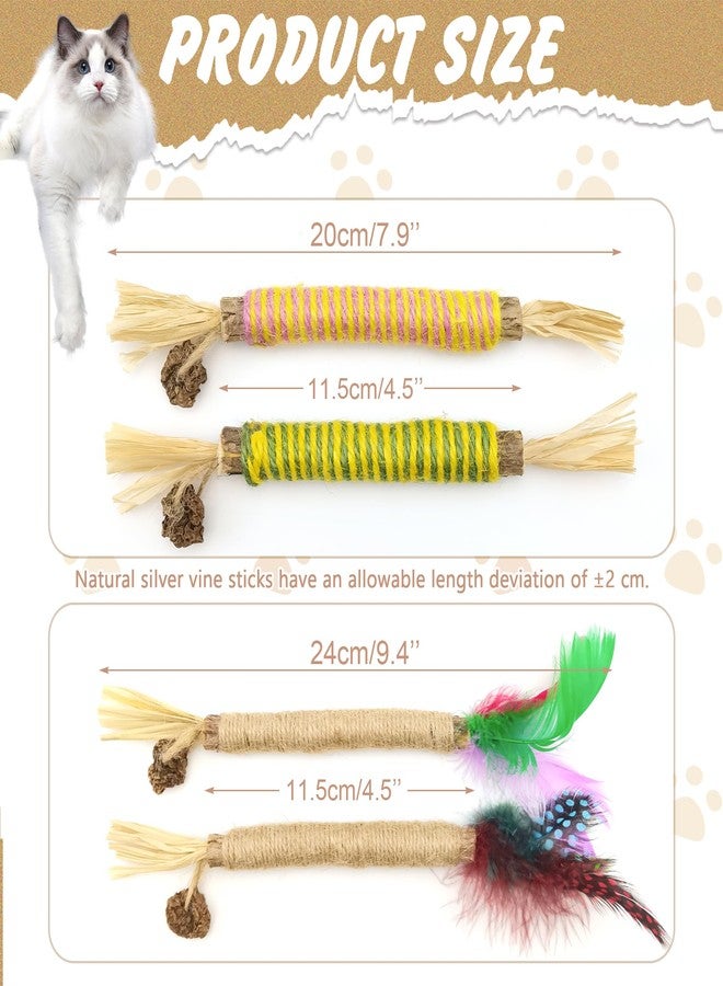 Quacc 4 PCS Silvervine Chew Sticks Natural Silver Vine Sticks Cat Dental Treat Toy for Teeth Cleaning Calm Cat Anxiety Stress - Image 3